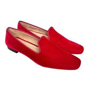 🆕 Lands’ End Loafers Red Velvet Mens